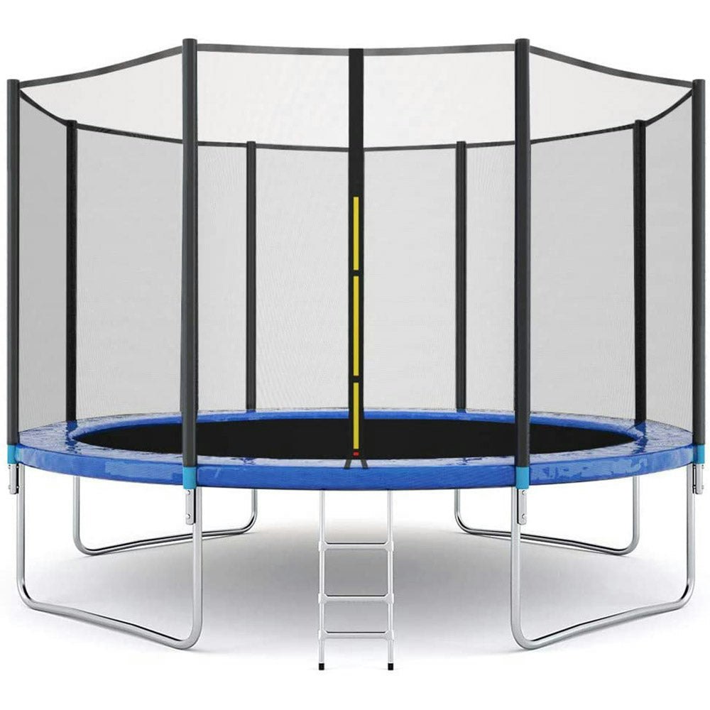 Pop Master 15FT Flat Trampoline 3-Layer Ladder Safety Net Home Backyard