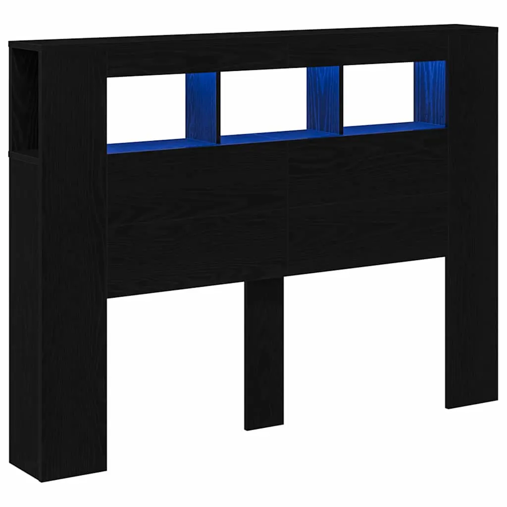 LED Headboard Black oak 140 x 18.5 x 103.5 cm Engineered wood 862212 LED Headboard Black oak 140 x 18.5 x 103.5 cm Engineered wood 862212