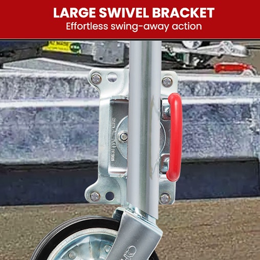 AL-KO 8-inch Swing Up Jockey Wheel with Large Swivel Bracket AL-KO 8-inch Swing Up Jockey Wheel with Large Swivel Bracket