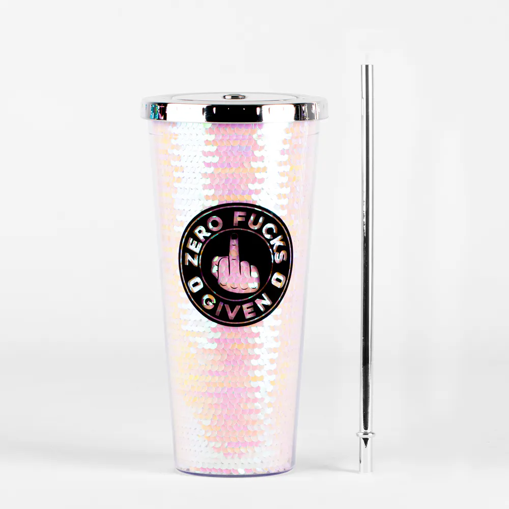 Glitter Sipper Cup Zero F*cks Given Iridescent
