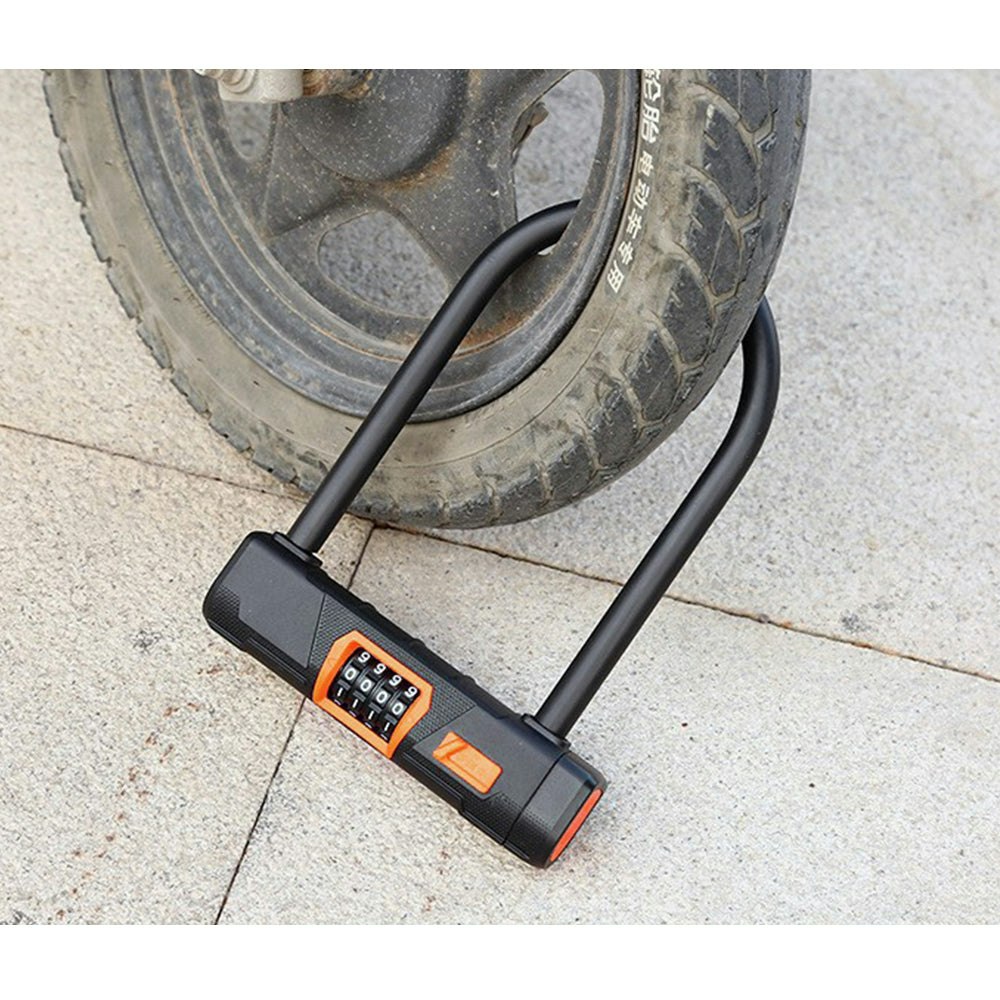AKEZ 4-Digit Password Steel Bicycle U-Lock E-Bike Bicycle Accessories - Orange