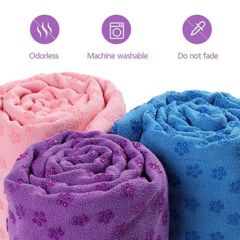 Non Slip Yoga Towel Mat Microfiber Fitness Gym Exercise Blanket with Carry Bag