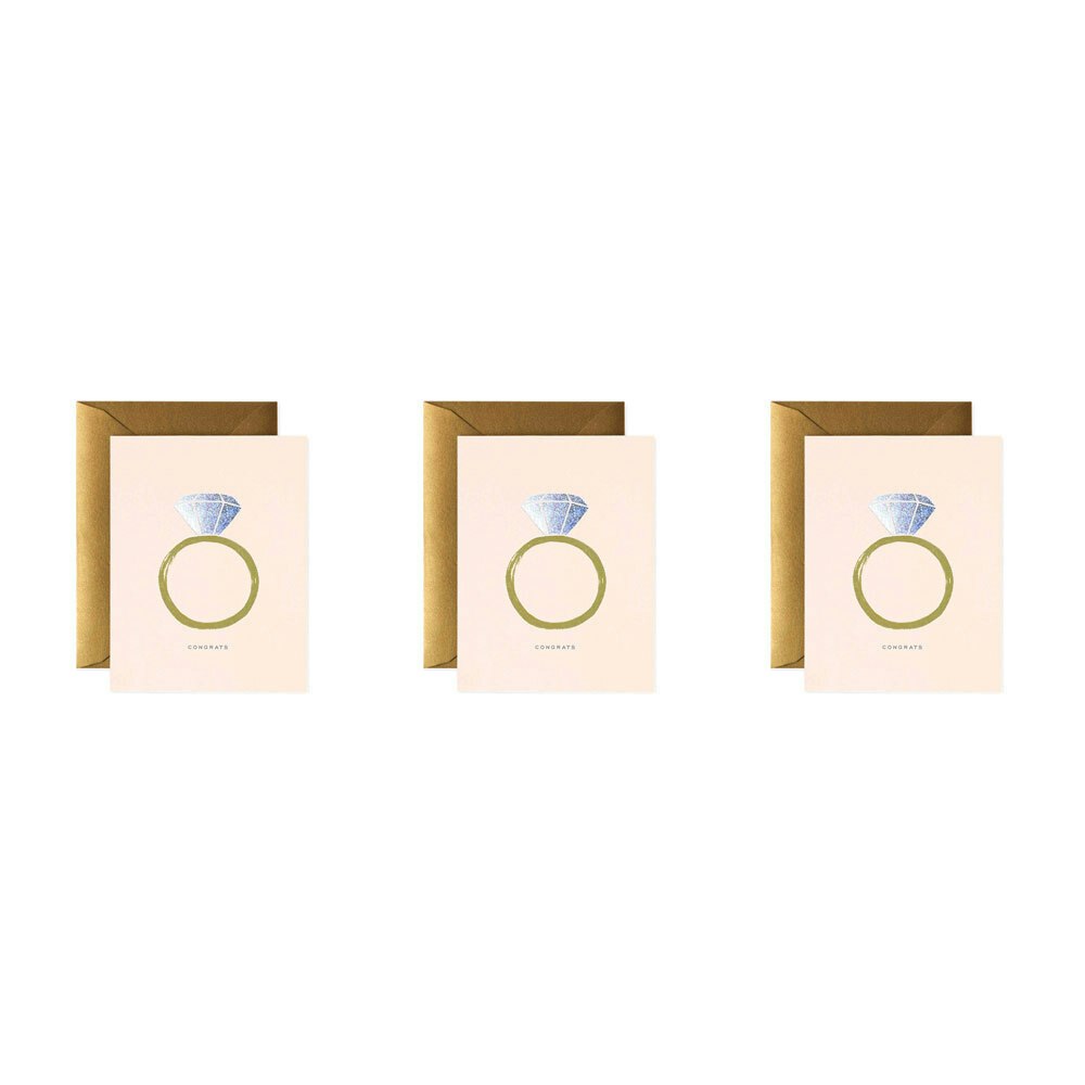 3x Rifle Paper Co Greeting Card w/Envelope Congrats Engagement 10.7x14cm