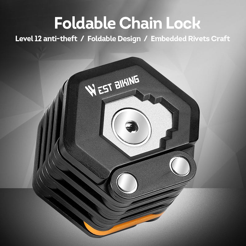 AKEZ Foldable Anti-Theft Security Bicycle Chain Lock E-Bike Bicycle Accessories