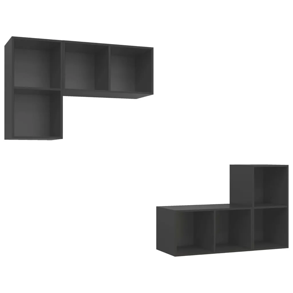 Wall-mounted TV Cabinets 4 pcs Grey Engineered Wood 3079837 Wall-mounted TV Cabinets 4 pcs Grey Engineered Wood 3079837