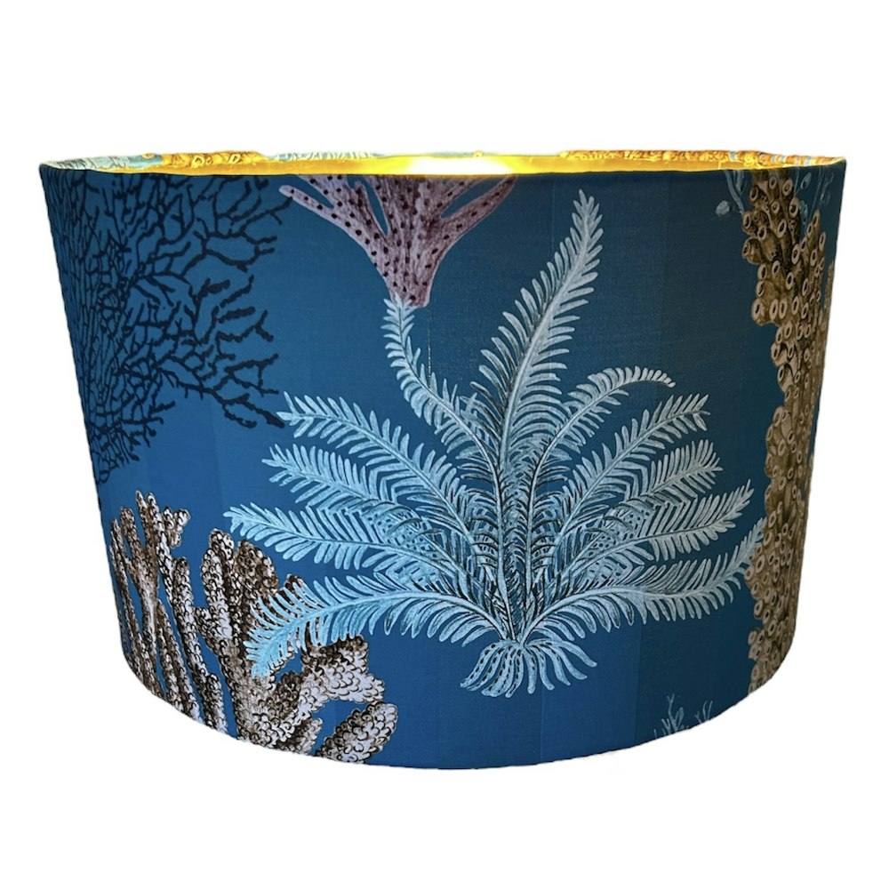 Lampshades by Hannah Dramatic Coral Reef Print Lampshade With Gold Lining