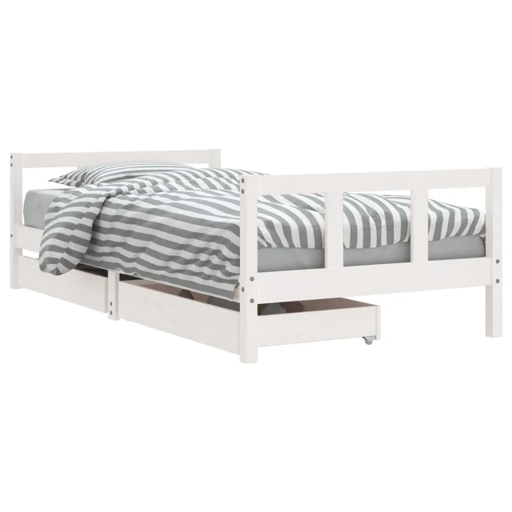 Kids Bed Frame with Drawers White 90x190 cm Solid Wood Pine 834418 Kids Bed Frame with Drawers White 90x190 cm Solid Wood Pine 834418