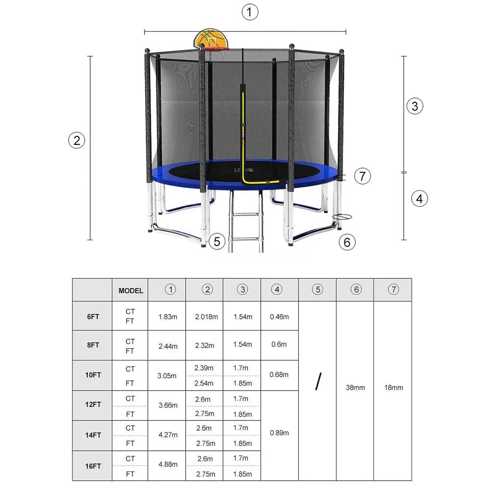 Pop Master Flat Trampoline 5 Year Warranty Only For Frame With Free Bonus