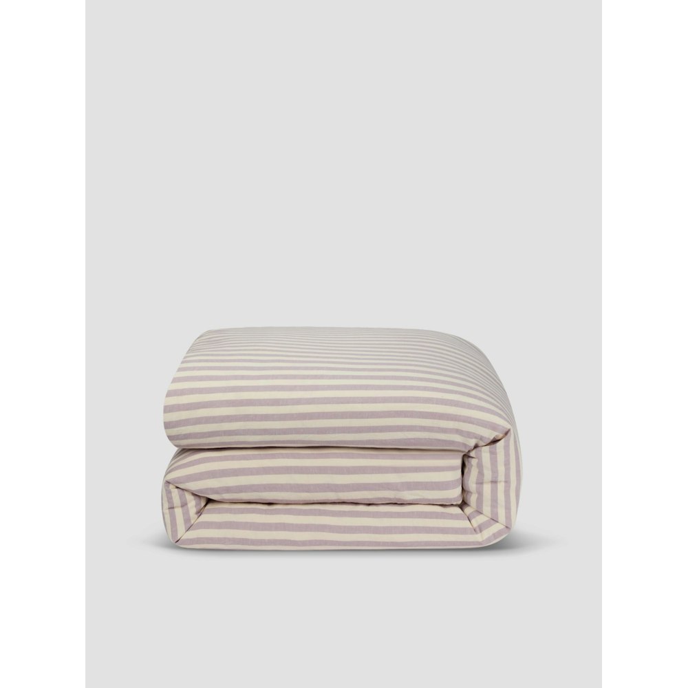 Piglet in Bed Elderberry Pembroke Stripe Linen Blend Duvet Cover