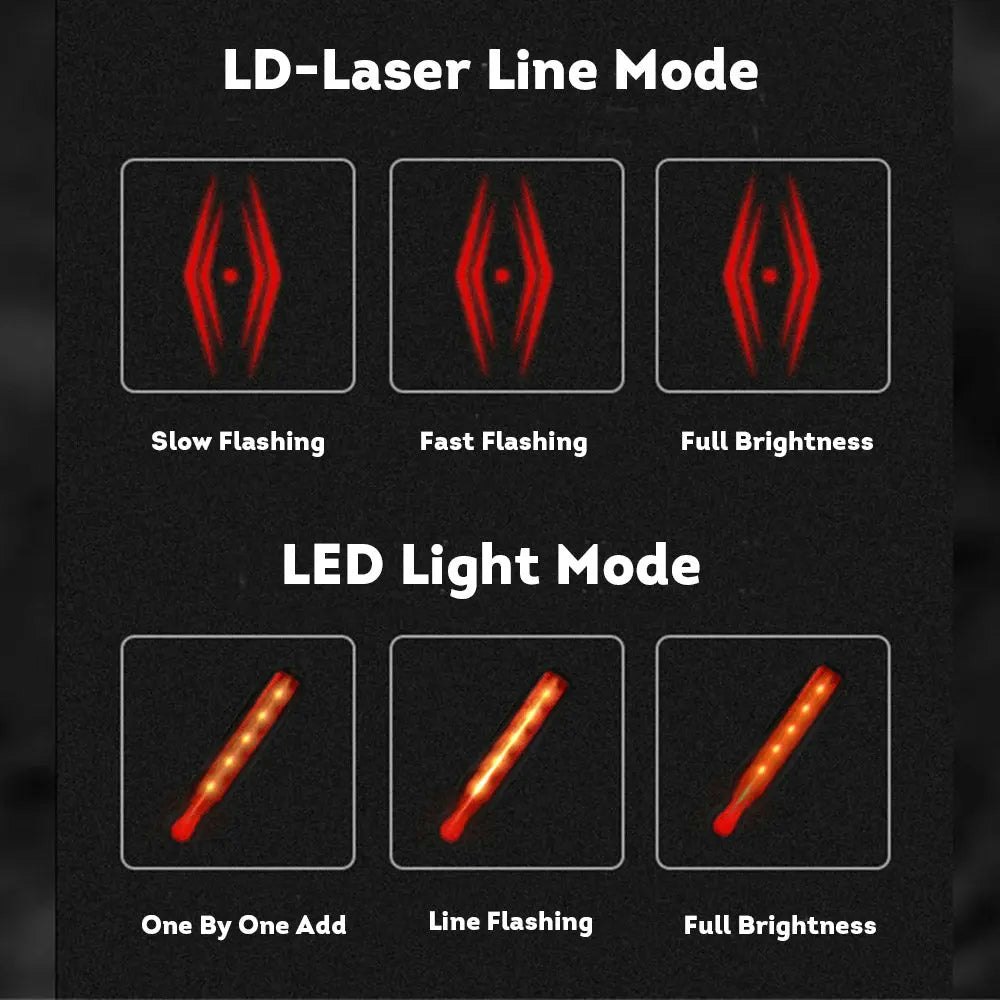 LD-Laser Line Bike Rear Light LED Bicycle Tail Light IPX-5 Waterproof Cycling Safety