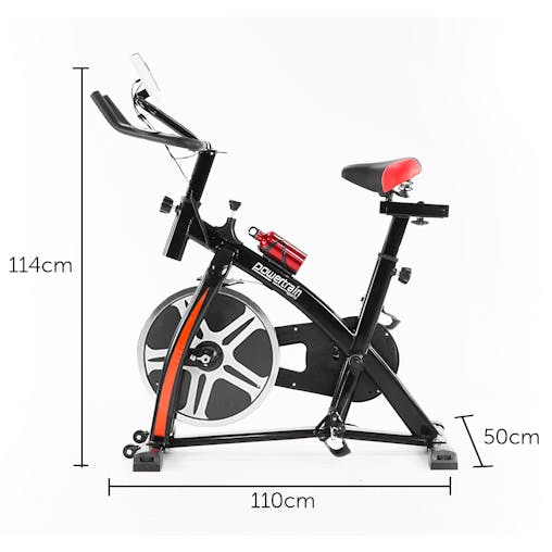 Buy Powertrain Home Gym Flywheel Exercise Spin Bike Black at