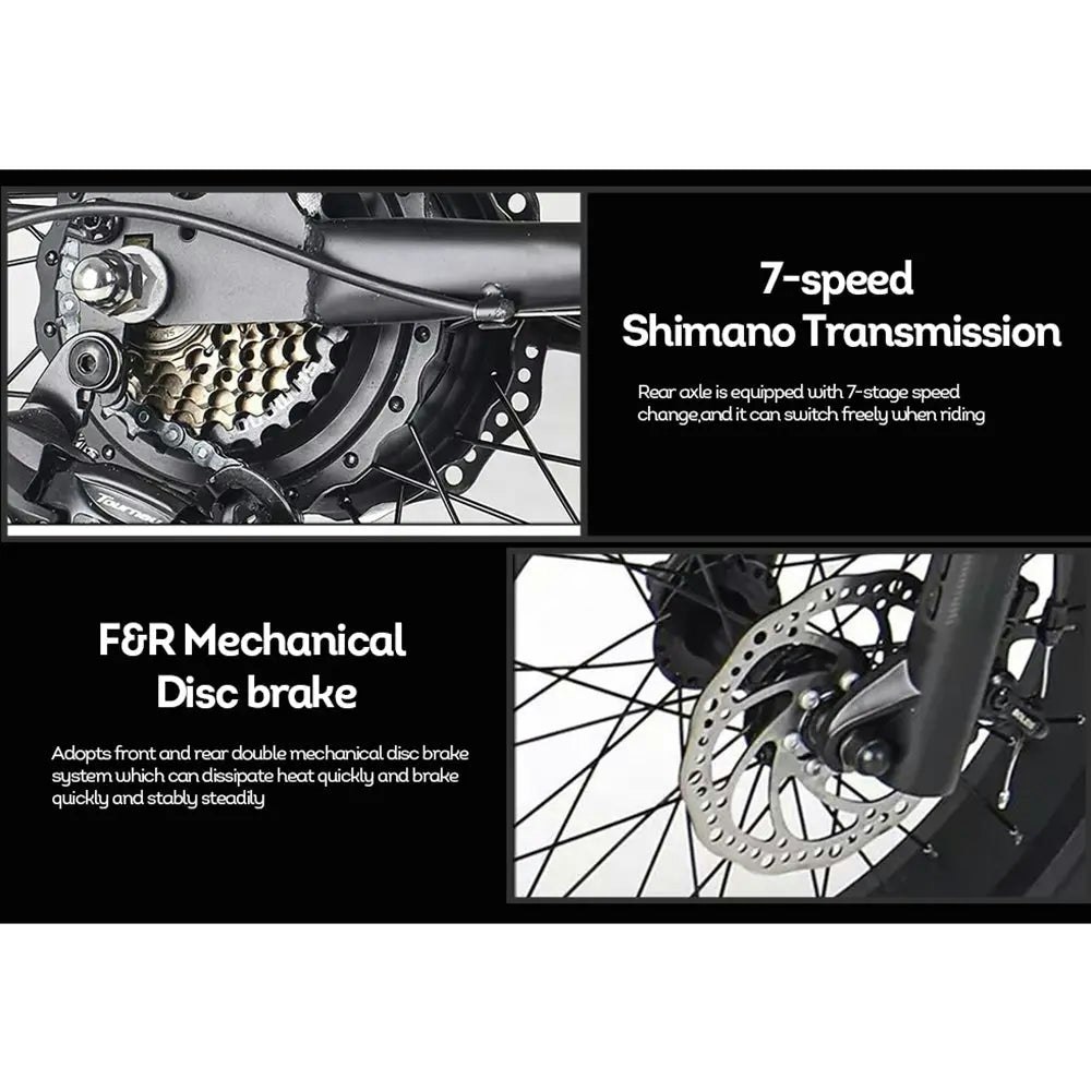 AKEZ 500W 48V 20 Inches Fat Tire Electric Bike Large Capacity Removable Battery - Black