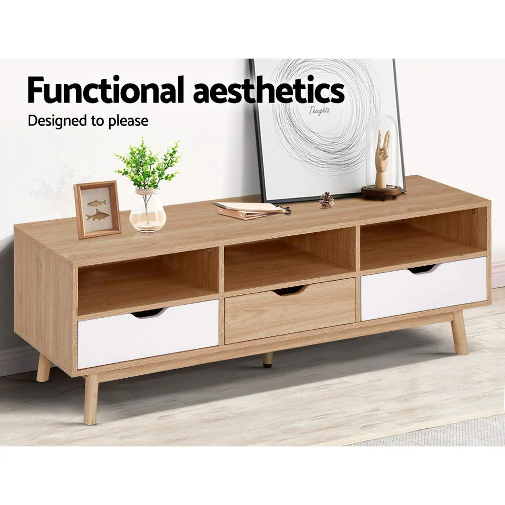 Artiss White Entertainment Unit Scandinavian TV Cabinet Wooden Cabinet Natural
