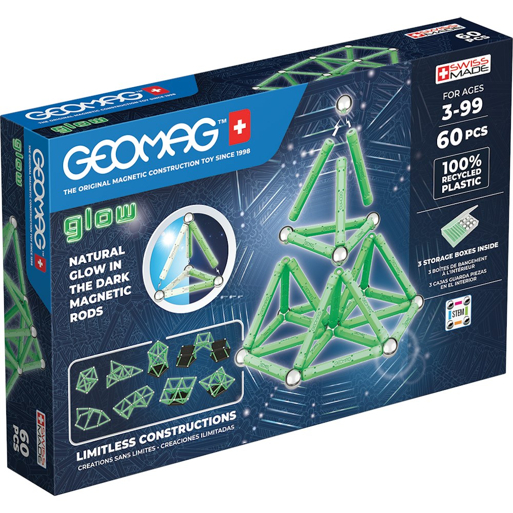 Geomag glow recycled plastic magnetic shapes - 60 pieces