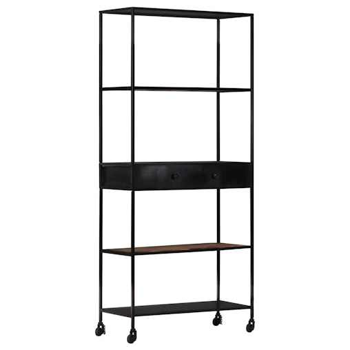 NNEVL Book Cabinet 90x35x180 cm Rough Mango Wood & Iron NNEVL Book Cabinet 90x35x180 cm Rough Mango Wood & Iron