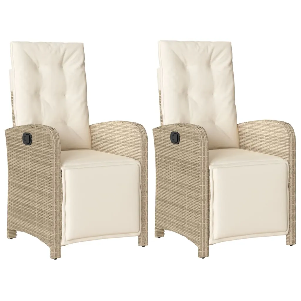 Reclining Garden Chairs 2 pcs with Footrest Beige Poly Rattan 365196 Reclining Garden Chairs 2 pcs with Footrest Beige Poly Rattan 365196