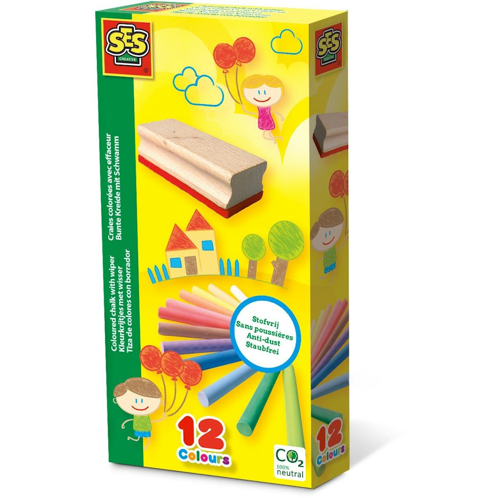 SES Creative Coloured Chalk With Wiper