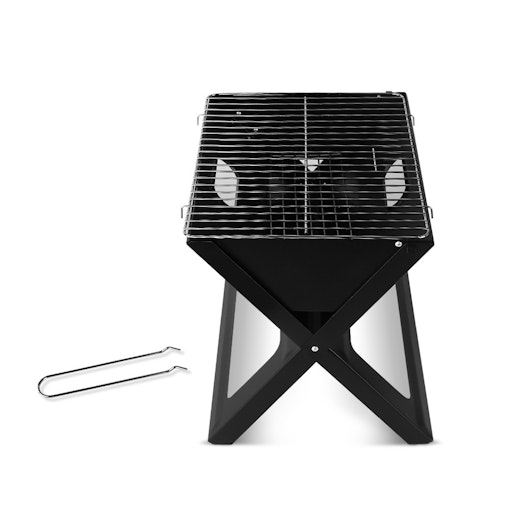 Grillz Portable BBQ Charcoal Grill Smoker Outdoor Folding Steel Camping Barbecue