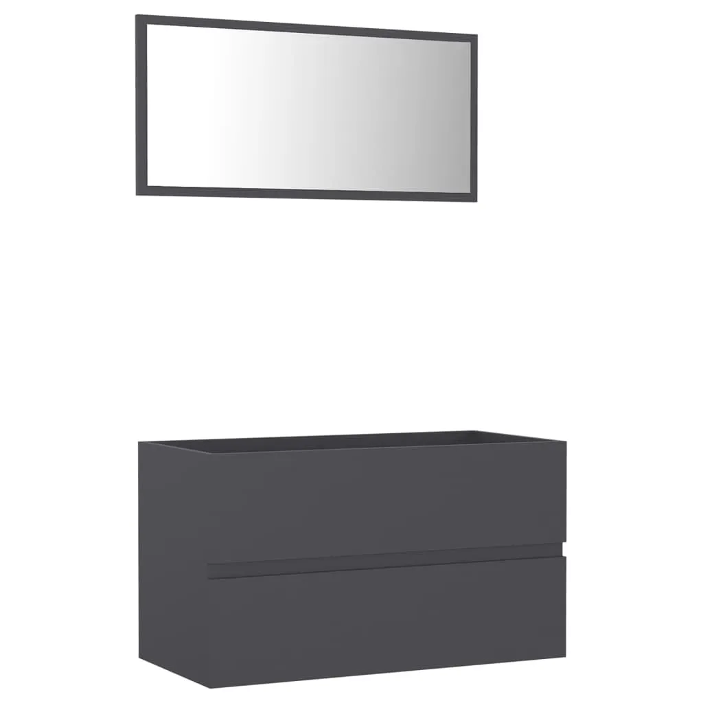 2 Piece Bathroom Furniture Set Grey Engineered Wood 804883 2 Piece Bathroom Furniture Set Grey Engineered Wood 804883