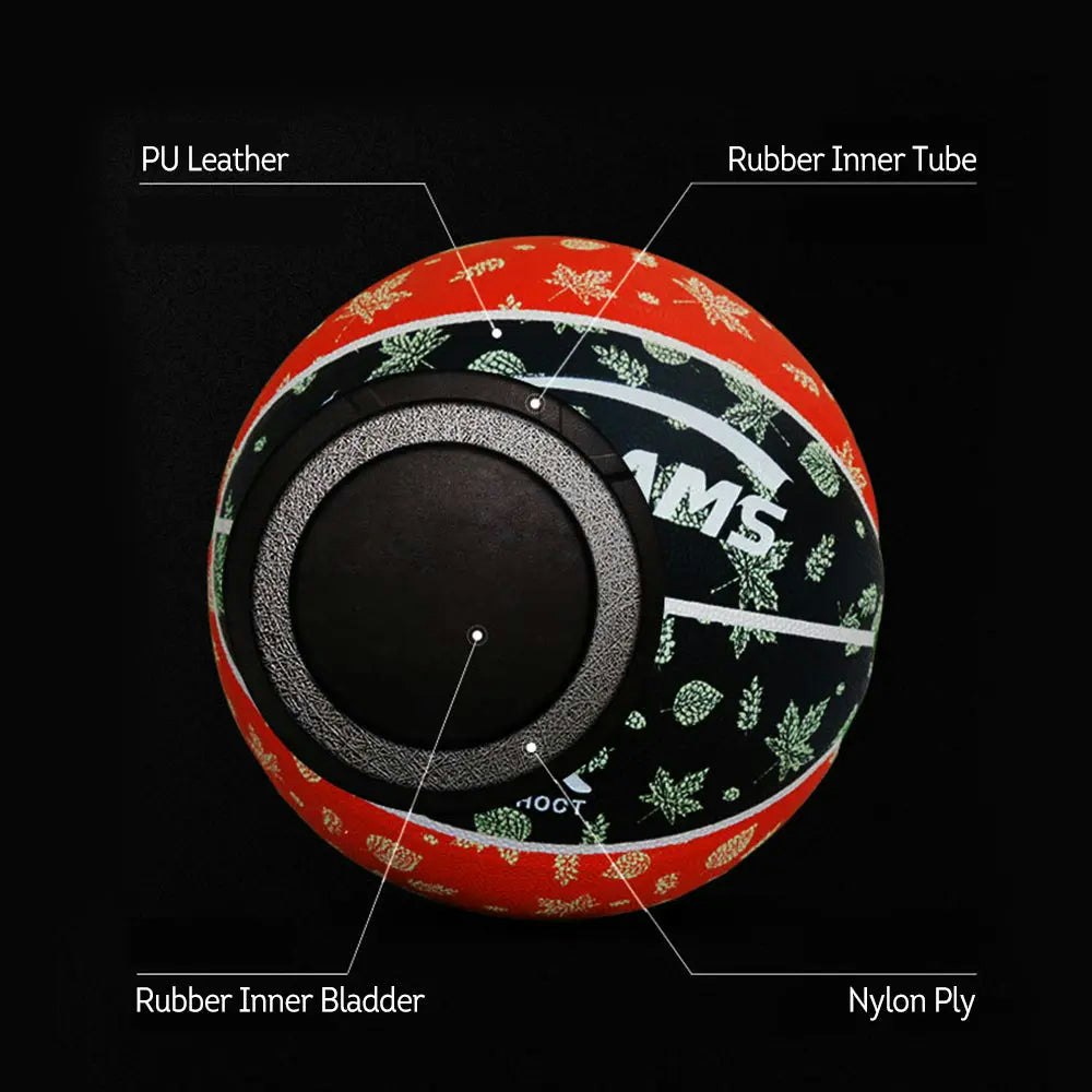 BALLSTRIKE YGSIZE7 Size 7 Luminous Basketball Excellent Bounce Game Ball Indoor Outdoor - Orange&Black