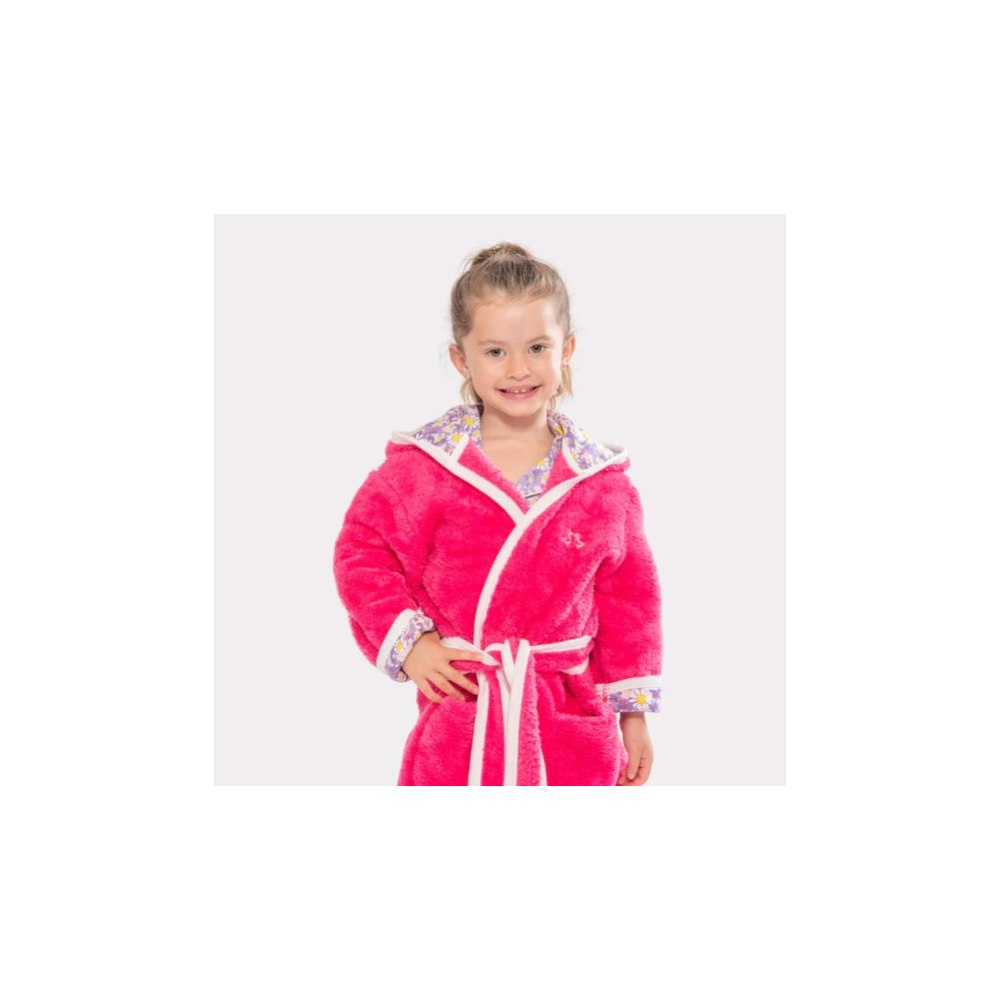 Luca and Rosa Dizzy Daisy Print Girls Dressing Gown Pink