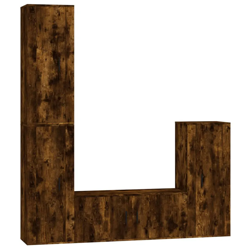 4 Piece TV Cabinet Set Smoked Oak Engineered Wood 3188795 4 Piece TV Cabinet Set Smoked Oak Engineered Wood 3188795