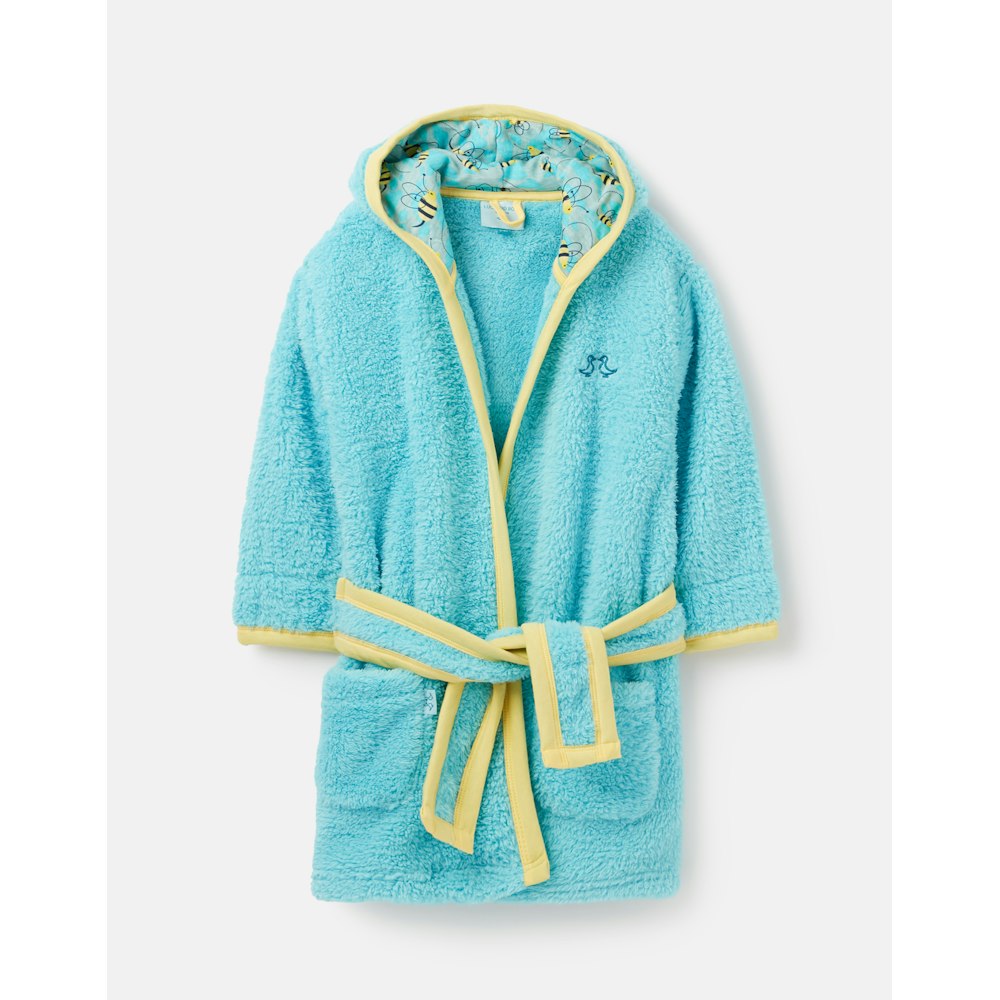 Luca and Rosa Busy Bees Light Aqua Boys Fleece Dressing Gown