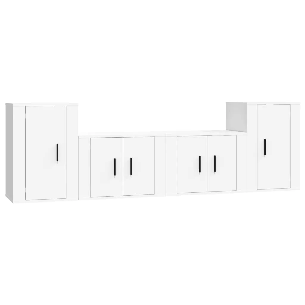 4 Piece TV Cabinet Set White Engineered Wood 3188542 4 Piece TV Cabinet Set White Engineered Wood 3188542