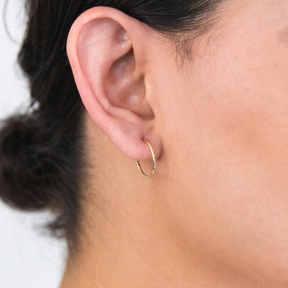 9ct Yellow Gold Plain 16mm sleepers Earrings