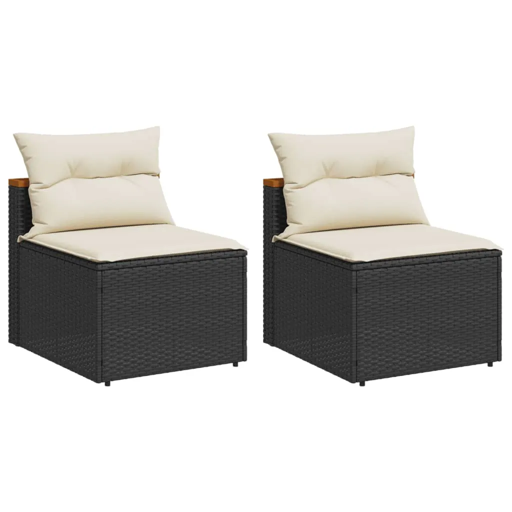 Garden Sofas Armless with Cushions 2 pcs Black Poly Rattan 365832 Garden Sofas Armless with Cushions 2 pcs Black Poly Rattan 365832