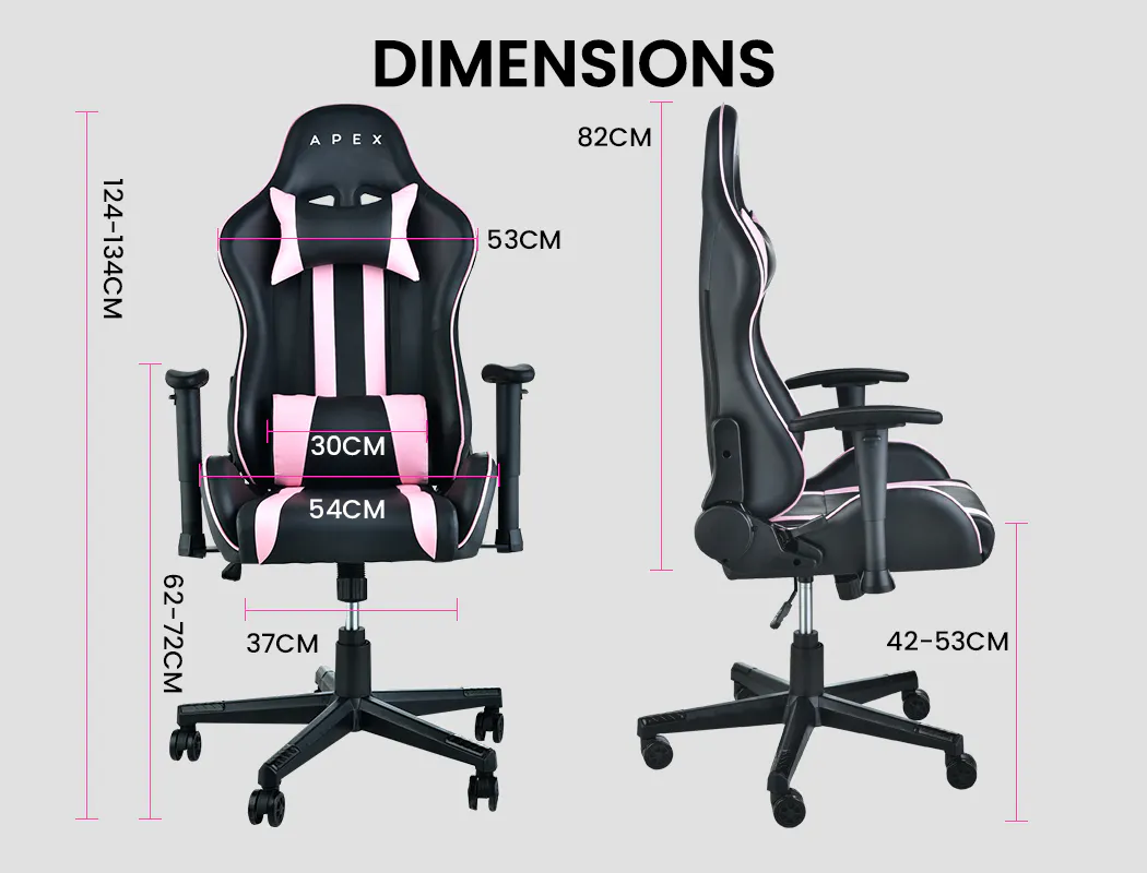 Overdrive Reclining Pink Gaming Chair Office Computer Ergonomic Racing Seat