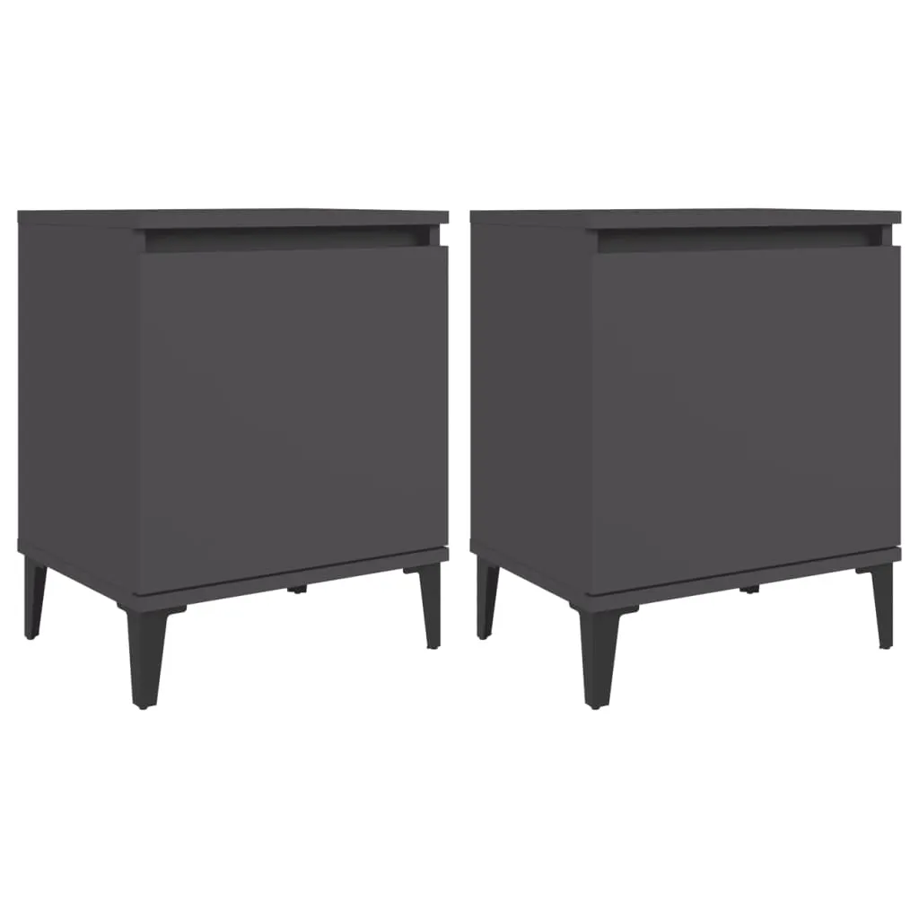 Bed Cabinet with Metal Legs Grey 805838 Bed Cabinet with Metal Legs Grey 805838
