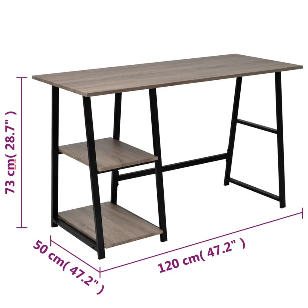 Desk with 2 Shelves Grey and Oak 20137
