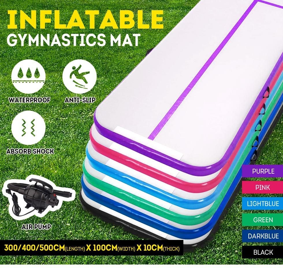 3M Inflatable Gymnastics Mat Air Track Tumbling Yoga Training W/ Electric Pump