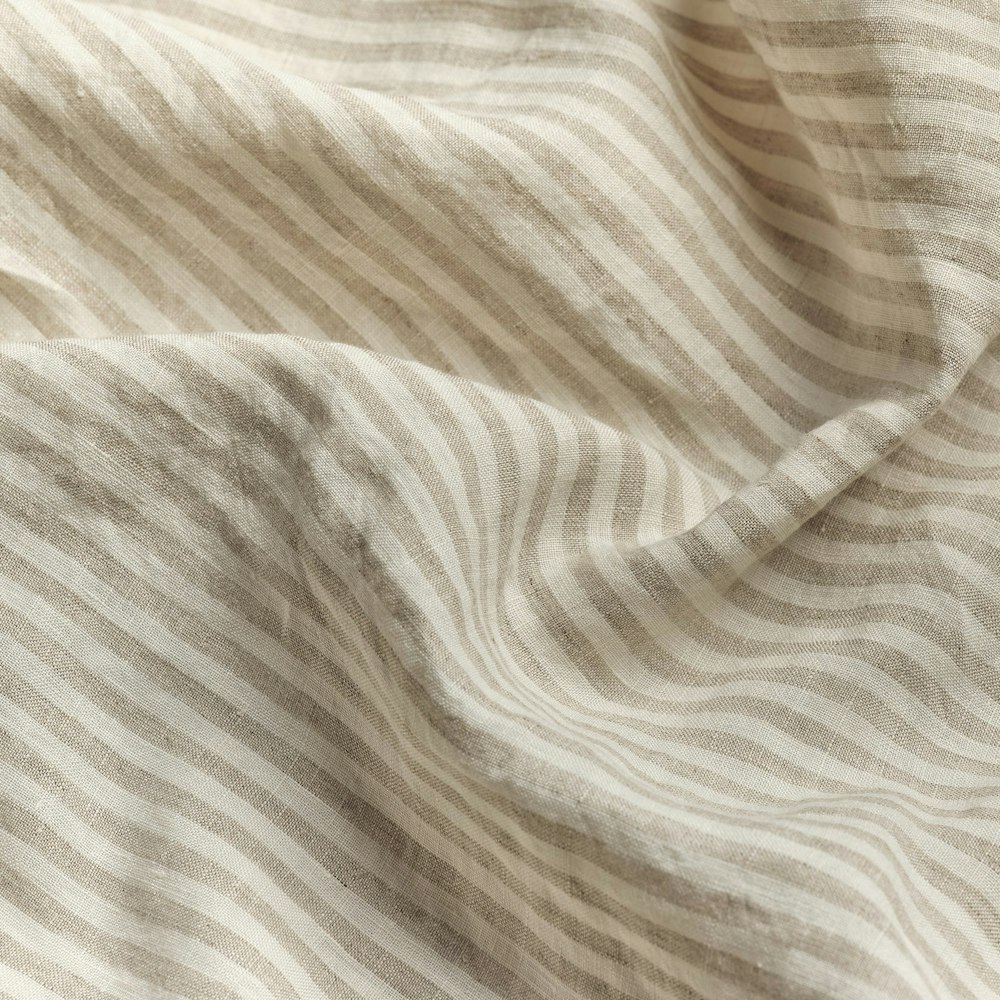 Piglet in Bed Oatmeal Stripe Linen Blend Fitted Sheet