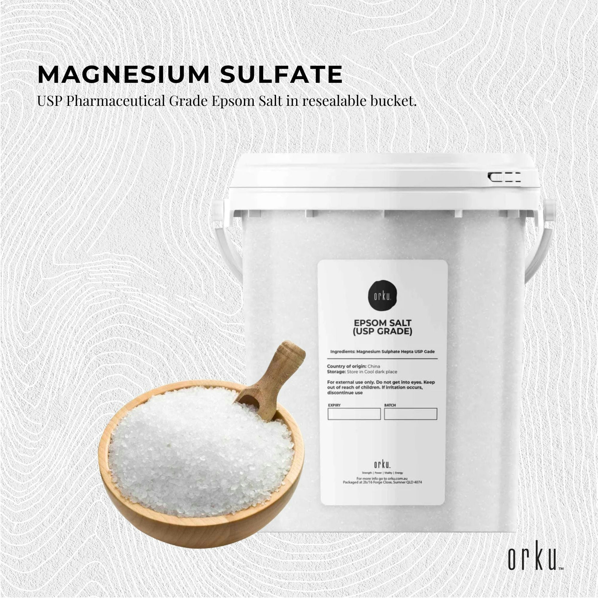 Orku Epsom Salt Buckets - USP Grade Magnesium Sulfate Body Bath Salts