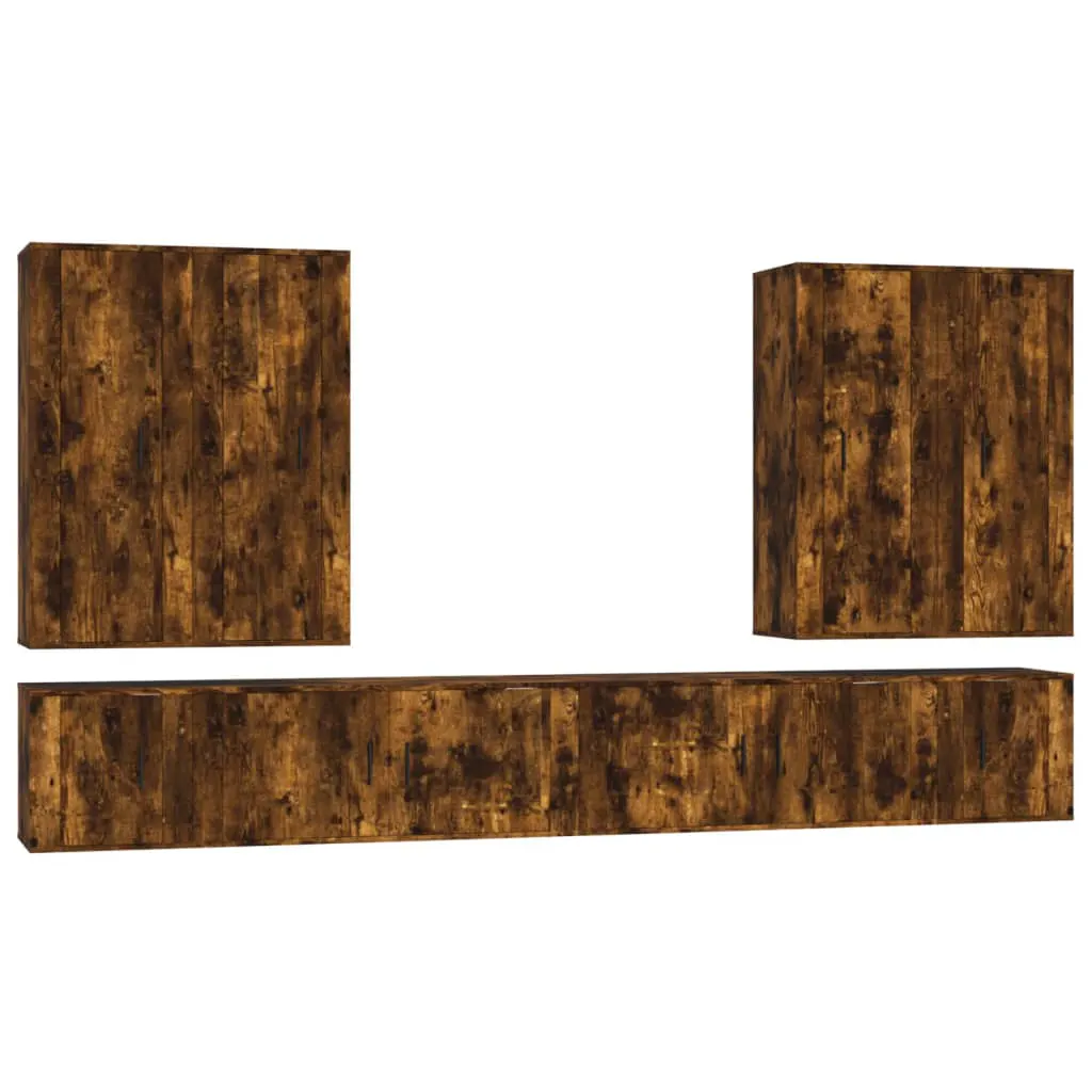 8 Piece TV Cabinet Set Smoked Oak Engineered Wood 3188859 8 Piece TV Cabinet Set Smoked Oak Engineered Wood 3188859