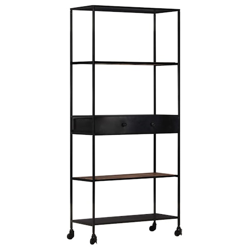 NNEVL Book Cabinet 90x35x180 cm Rough Mango Wood & Iron NNEVL Book Cabinet 90x35x180 cm Rough Mango Wood & Iron