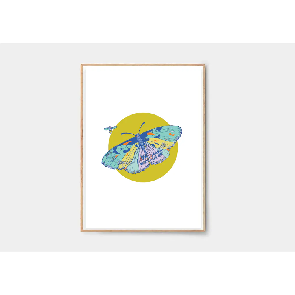 Bugg Creative Insect Butterfly A5 Art Print Trio | Illustration Wall ...