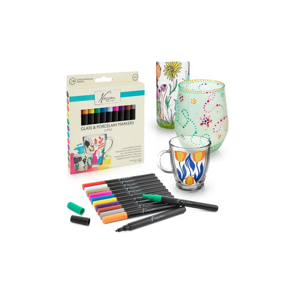 Totum Glass & Porcelain Markers 12 Pcs In Fc Window Box