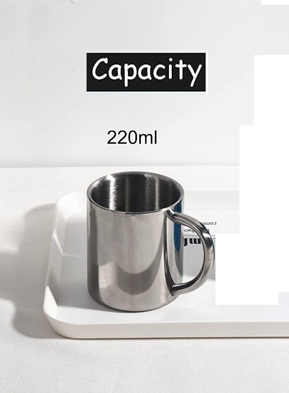 2 Pack Coffee Mugs Double Wall Stainless Steel Heat Insulation (220ml) image number null