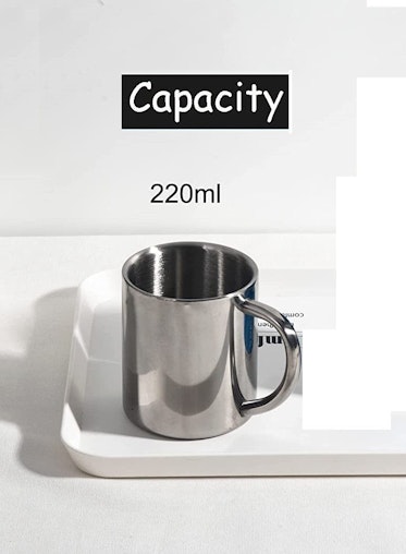 2 Pack Coffee Mugs Double Wall Stainless Steel Heat Insulation (220ml) 2 Pack Coffee Mugs Double Wall Stainless Steel Heat Insulation (220ml)