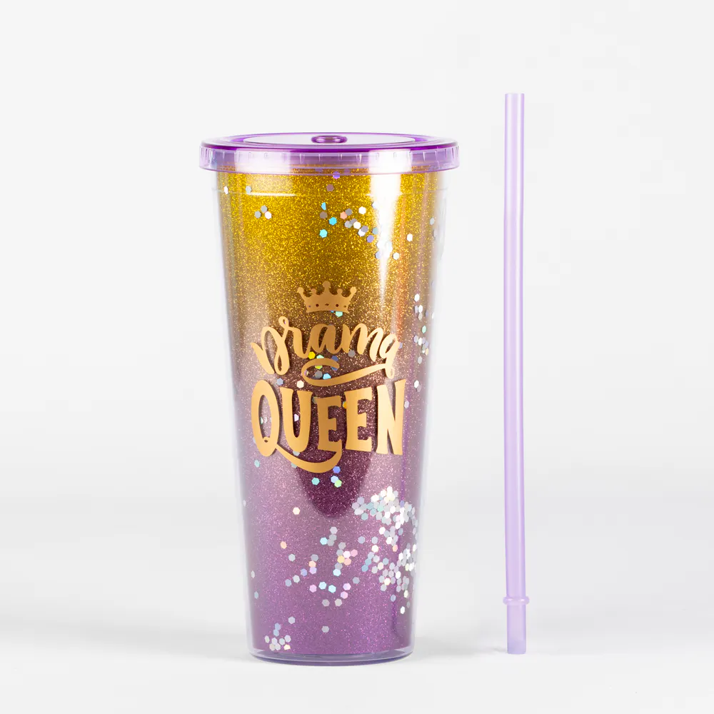 Glitter Sipper Cup Ombre Drama Queen Yellow & Pink