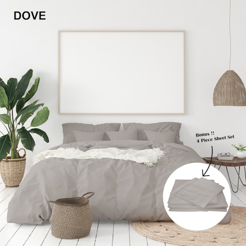Royal Comfort 1000 Thread Count Bamboo Cotton Sheet and Quilt Cover Complete Set - King - Dove image number null