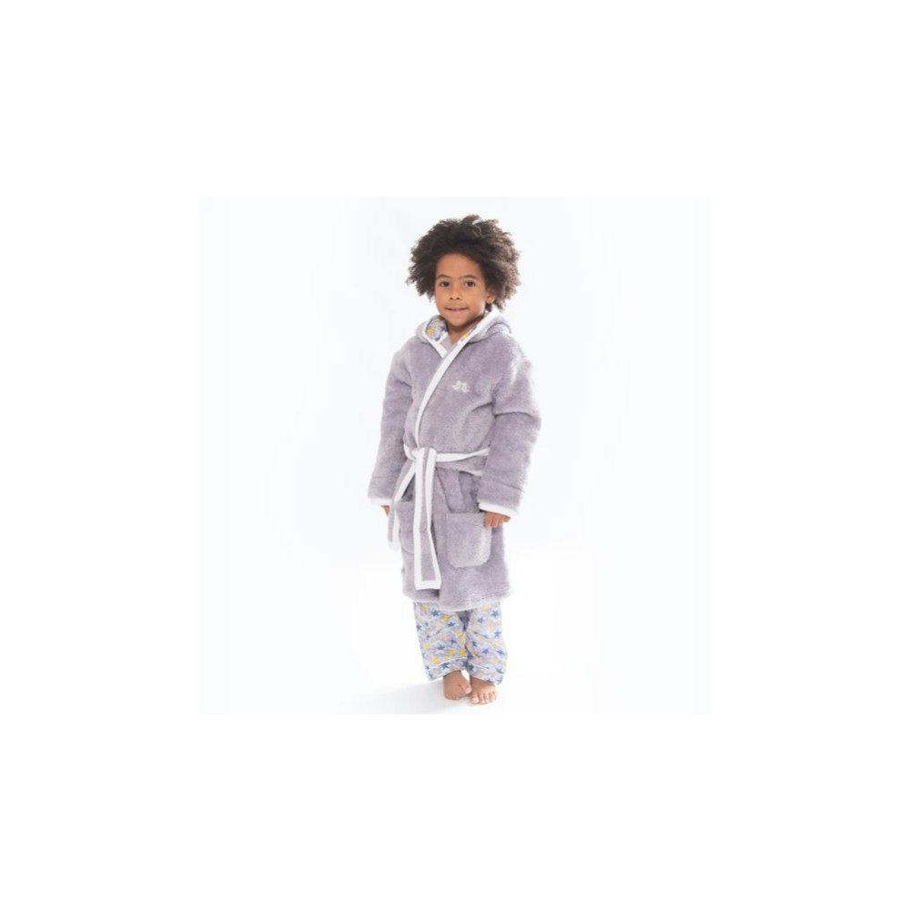 Luca and Rosa Shining Stars Boys Dressing Gown And Button Up Pyjamas Luxury Gift Set Grey