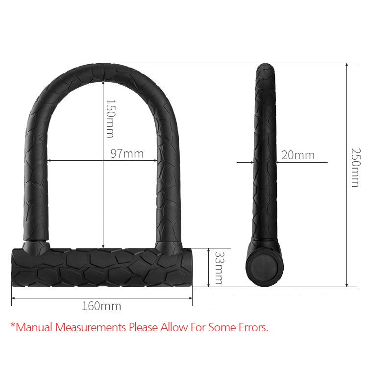 Fashion Bicycle U-Lock Solid Alloy Steel Waterproof Silicone Rubber Bike Accessories