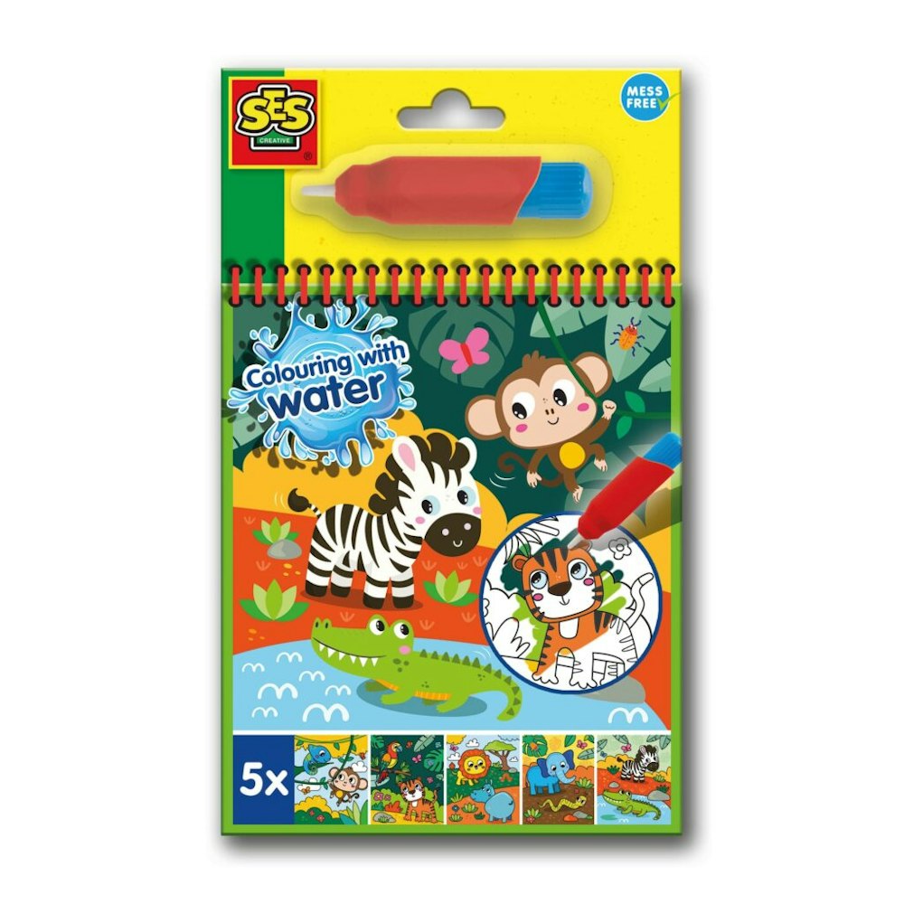 SES Creative Colouring With Water Book With Water Brush - Safari