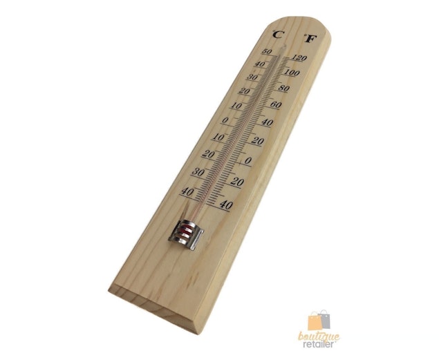27cm WOODEN THERMOMETER Indoor Outdoor Glass Wall Hanging Room Sensor Jumbo image number null