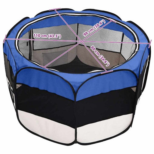 vidaXL Foldable Dog Playpen with Carrying Bag Blue 110x110x58 cm vidaXL Foldable Dog Playpen with Carrying Bag Blue 110x110x58 cm