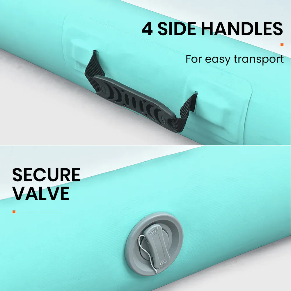 Proflex 600x200x20cm Inflatable Air Track Mat Tumbling Gymnastics, Mint Green & Grey (No Pump)